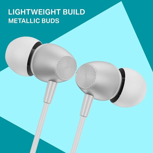 Image of boAt Bassheads 55 Wired Earphones with 10mm Drivers, Metallic Buds, in-Line Mic & Lightweight Design (White)