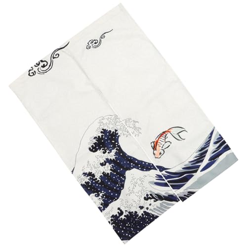 VINTORKY Cortina de Puerta Japonesa Noren de Algodón y Lino 65x90 Cm Cortina Decorativa para Cocina y Baño Panel Divisorio para Habitación y Privacidad
