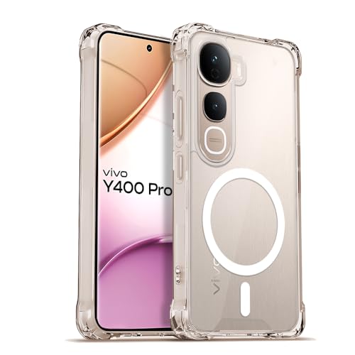 Image of AESTMO Clear Back Cover for Vivo Y400 Pro 5G | 360 Protection | Transparent Back Cover (PC + TPU, Compatible with MagSafe Accessories, Transparent Bumper)