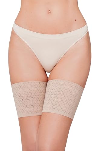 Annes styling Durchbrochenes, dünnes Oberschenkelband, Anti-Scheuern, elastisch, bequem, lässiger Stil, verhindert Reibung, Schutz mit Silikonstreifen, Damen-Dessous, Visone, L