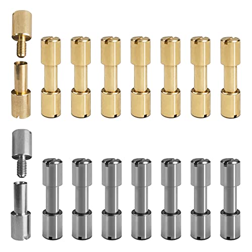 16 Sets Brass Bracket Bolt Fasteners and Stainless Steel Bracket Bolt Fasteners Tool Knife Handle Pins Knife Making Supplies Tactical Lock Rivets Knife Screws, Head Diameter 6 mm