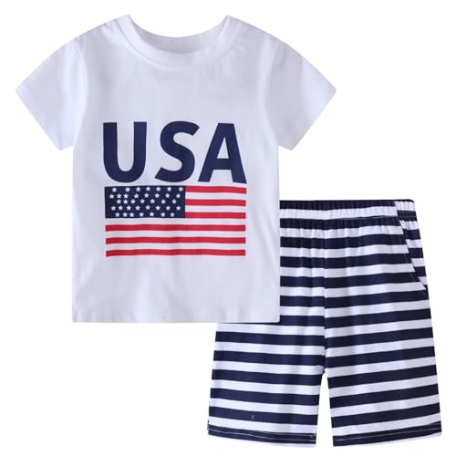 Image of Toddler Boy Clothes Kids Summer Cotton Outfits Shirt Short Sets Size 2-7
