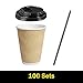 Disposable Paper Coffee Cups with Lids, 100 pack 12 oz Ripple Wall Insulated To Go Coffee Cups for Hot/Cold Beverage, Recyclable Takeaway Drinking Cups for Home Office Cafe Party