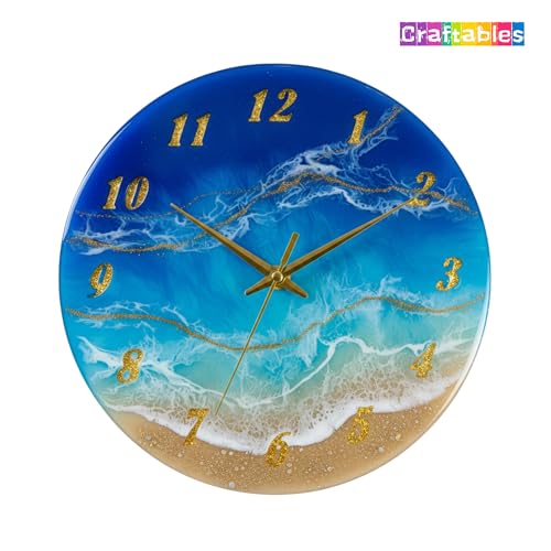 Image of Craftables 10 Inch Round Clock Mould with Clock Machine & Golden Needle Set - DIY Resin Wall Clock Kit with Numbered Dial for Home Decor & Art Projects (Resin Not Included)