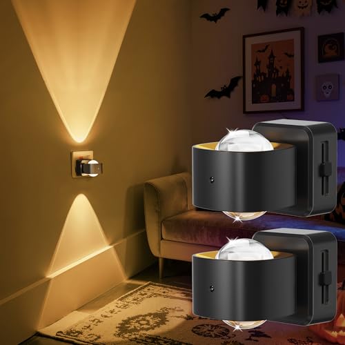 LOHAS-LED Night Light Plug in Wall with Rotatable Plug, Dusk to Dawn Sensor, Adjustable Brightness 0-150LM, 3000K Warm White, Plug in Night Light for Hallway, Bathroom, Stair, Bedroom, 2 Packs