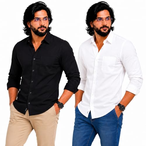 Image of MCAVOY Men's 100% Pure Cotton Shirt | Regular Fit Full Sleeve Formal & Casual Shirt for Men & Boys | Soft Breathable Office Wear
