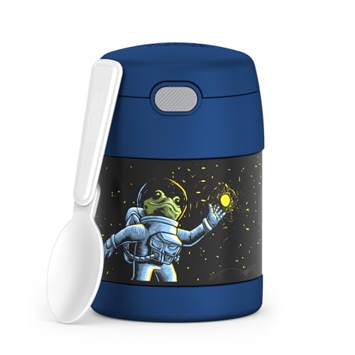 Image of THERMOS FUNTAINER 10 Ounce Stainless Steel Vacuum Insulated Kids Food Jar with Spoon, Space Frog
