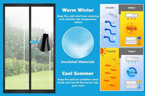 Image of Stylista Transparent Insulated Magnetic Door Curtain - Thermal, Insect & Dust Screen, Pest Control, Privacy Screen - Fits Doors up to 32 x 142 Inches. PVC Thickness 0.2 mm.