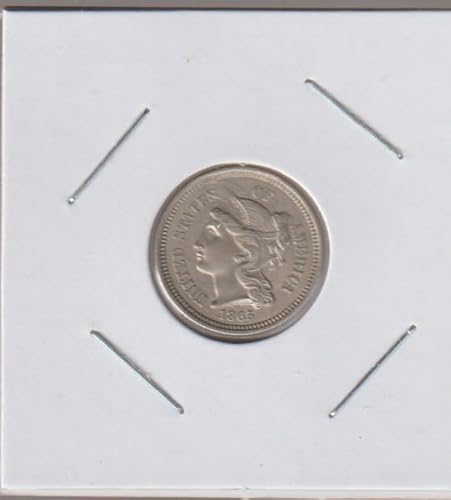 1865 No Mint Mark Nickel Three Cent Three-Cent Seller Near Mint State