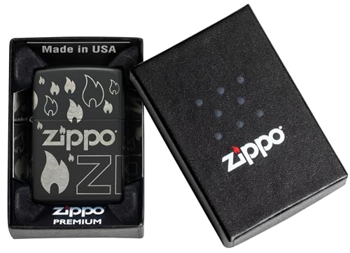 Image of #NZippo Design Black Matte with Chrome,Windproof Pocket Lighter, Fuel Refillable, BIS Certified