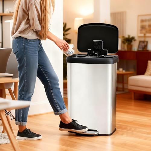 Papelera de acero inoxidable 80L con pedal y tapa suave miniatura 7