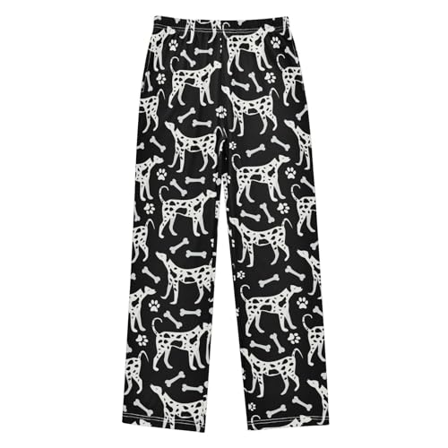 Boys' Pants Dalmatian Dogs Paws Light Black Long Bottoms Jogger Pants Elastic Waist Trousers with Pockets S-XL - Main Image