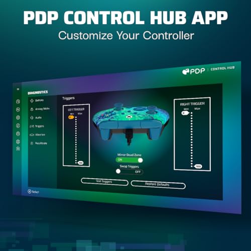 Pdp Rematch Xbox Filaire Manette Glitch Vert pour Xbox Series X|S, Xbox One, Licence Officiel