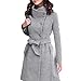 Produktbild FRAUIT Knopf Mantel Mit Gürtel Damen Jacke Herbst Winter Frauen Mädchen Mantel Lang Lässige Outwear Parka Einfarbig Cardigan Schlank Trenchcoat Mode Elegant Streetwear 2018 (XXL, U-Grau)