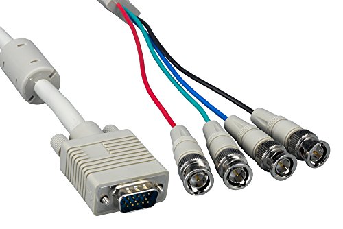 Cablelera ZC7QEZMM-06 VGA to 4 Mini Coaxial Monitor Cable with Ferrite Core, 6', HD15 M/BNC M X 4