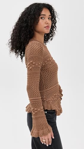 L'AGENCE Women's Kiva Open Stitch Ruffle Cardigan4