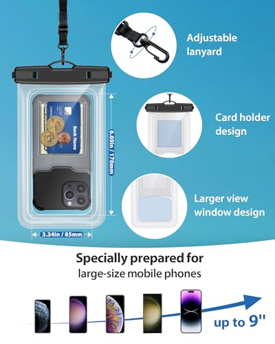 Yosh TW402-US 2024 Ipx8 Floating Waterproof Phone Pouch, Floatable Waterproof Phone Case Dry Bag For Swimming With Adjustable Lanyard For Iphone 15 14 13 12 11 Pro Max Samsung S23 S22 A14 A71 Up To 9.0 Inch 2Pack thumb #3