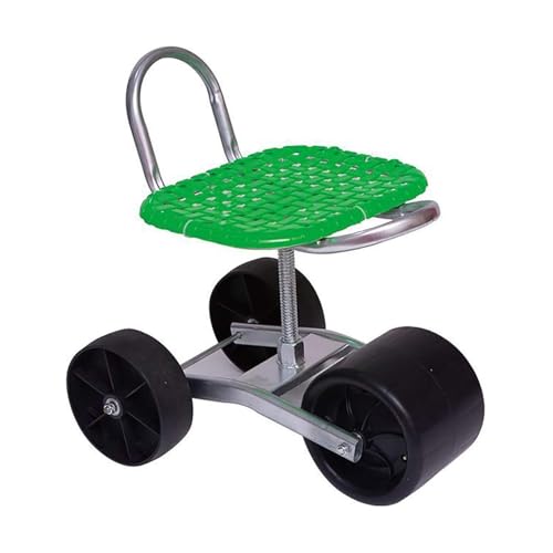Mobile Garden Trolley Seat with Castors, Height-Adjustable 360° Rotatable for Comfortable Weeding and Lawn Care