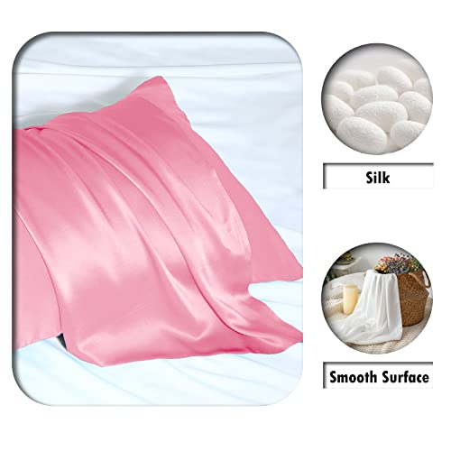 Silk Pillowcase for Hair and Skin,Soft,Breathable and Sliky 100% Queen Silk Pillow Case Set of 2,Both Sides Natural Mulberry Silk Pillowcases with Hidden Zipper(Queen Size 20"X 30",2pcs)