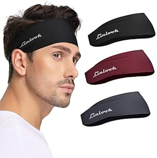 Mens Headband - Unisex Sports Athletic Sweatbands for Workout, Running, Basketball, Exercise, Gym, Cycling, Football, Tennis, Yoga - Wide Stretch Moisture Wicking Hairband 3 Pack
