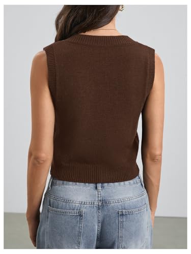 Image of Milumia Women's Cable Knit V Neck Sweater Vest Sleeveless Ribbed Crop Tank Top