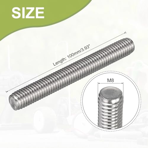 Varilla roscada M8 de acero inoxidable 304, longitud de 100 mm con rosca derecha, pack de 10 unidades 2