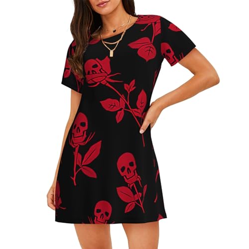 Chemise de nuit manches courtes imprimée fluide pour un sommeil sans gêne