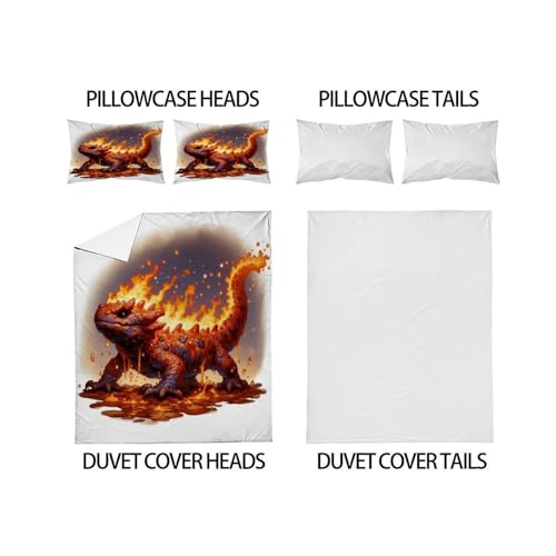 Housse de couette 200x200 salamandre de feu en microfibre zippée - 4