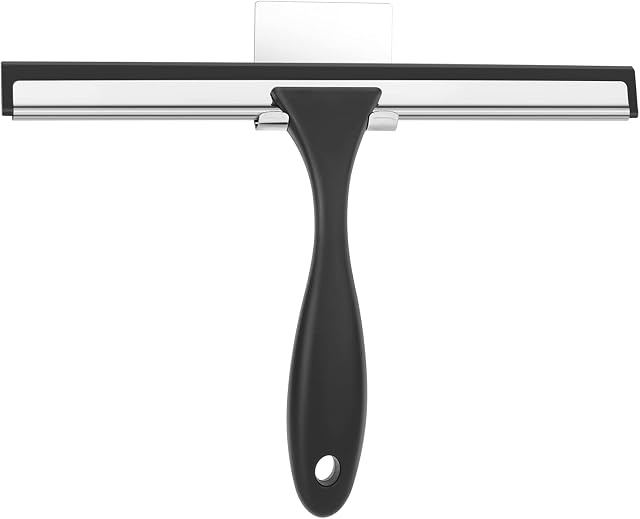 NileHome Shower Squeegee for Glass Door Stainless Steel Window Squeegee All-Purpose Heavy-Duty Bathroom Squeegee for Shower Glass Door and Tile Cleaning Non-slip Handle 10 Inches