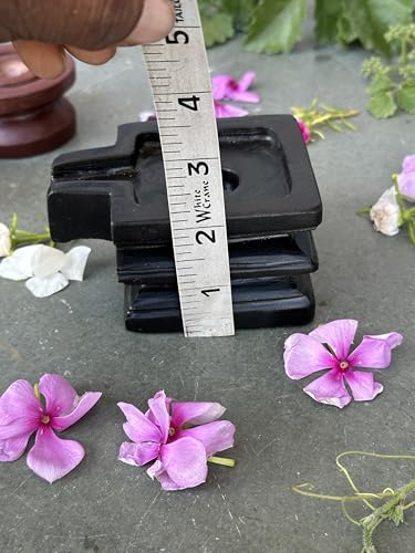 Image of Shivam VASTU AKAL 1.5 inch Original Narmadeshwar Narmada Shivling with 3 inch Narmada Stone Yoni Base Jaladhari (Mahamratunjay Shivling, Black Square Jaladhari)