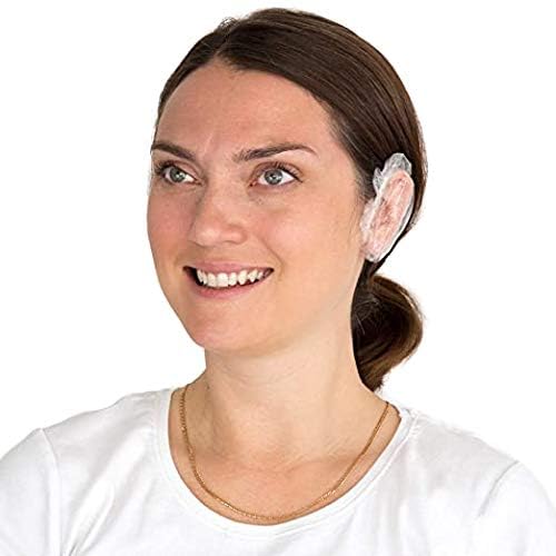 Image of ear caps 100 Pcs for Clear Waterproof Ear Protectors - Disposable Ear Caps for Bathing, Shower, Hair Dye, Spa, and Salon Use - Elastic and Lightweight Ear Covers for Home, Hotel, and Travel
