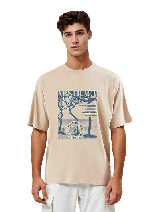 Image of Nobero Men's Oversized Graphic T-Shirt for Men | Soft Cotton | Drop Shoulder Relaxed Fit | Printed Casual Tshirt for Men