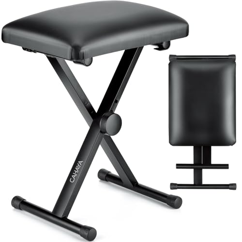 CAHAYA Banc de Piano réglable en Hauteur de Style X pour Clavier, siège de Chaise rembourré pour Clavier électronique et Piano numérique, Noir CY0333