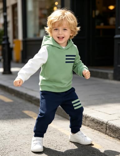 Image of Toddler Boy Clothes Long Sleeve Hoodie Sweatsuits Tops and Pants 2Pcs Boys Fall Winter Outfits Set