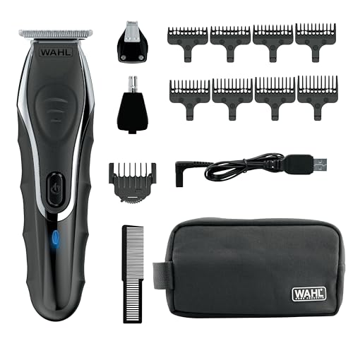 Wahl Aqua Blade® Rechargeable Wet/Dry Lithium-Ion Deluxe Beard Trimmer for Men - Interchangeable Heads for Detailing, Hair, Mustache and Body Grooming - Model 9899-100