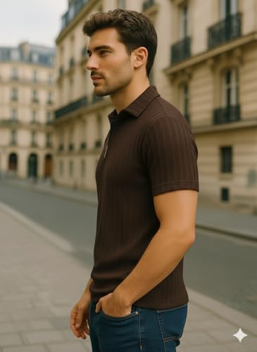 Image of Preneum Men's Polo T‑Shirt | Comfortable Rich Polycotton, Band Collar, Regular Fit | Stylish & Premium All Day Wear (Available in Plus Sizes)