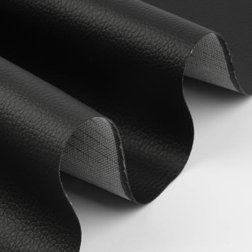 Kunstleder Meterware,100cm x 140cm Polsterstoff,Wasserdicht Leder Stoff,Gekörnt Lederimitat für Sofas Stühle Taschen Kleidung Accessoires Nähen Reparatur(Schwarz)