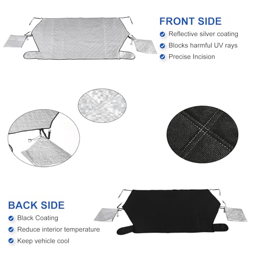 Image of Windshield Snow Cover Fit for Toyota FJ Cruiser 2007-2021, Front Windshield Cover for Ice and Snow, Auto Extra Thick Windshield Ice Cover Protects Windshield from Rain, Sun, Frost(Silver)