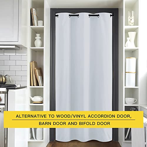 Image of NICETOWN Curtains & Drapes for Door Tapestry, Sound Noise Canceling Room Darkening Replacement Makeshift Curtains for Bathroom Pantry Bedroom Closet (Greyish White, 1 Panel, 5ft Wide x 7ft Long)