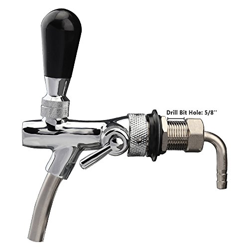 OneBom Beer Tap with Flow Control, Beer Draft Faucet Adurable, with Black Handle Lever & Liquid Ball Lock Post for Keg Home Bar