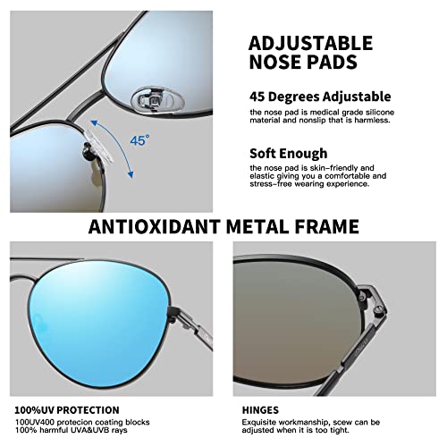 Image of DUCO Aviator Sunglasses Polarized for Men Women 3025K | UV400,Metal Frame, Durable and Sturdy,Comfortable, for Driving Daily, Golf, Fishing