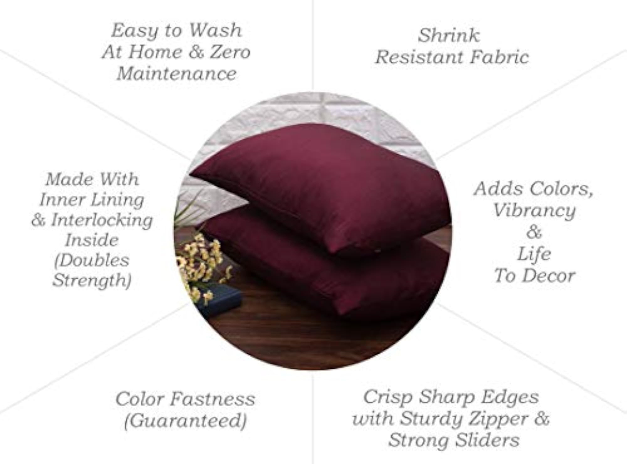 Set of 2 Plain Solid Long Rectangular Wine Cushion Covers
