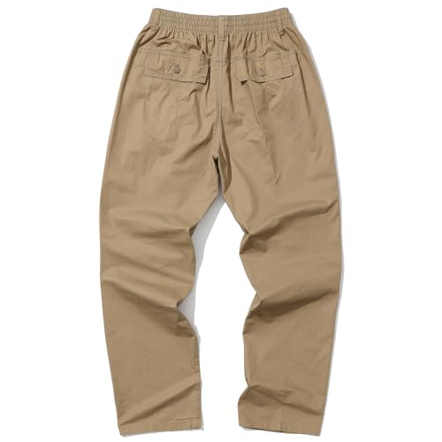 Men's Lightweight Casual Cargo Pants Cotton Elastic Waist with Drawstring Wild Cargo Hiking Pants2