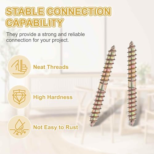 MECCANIXITY 20 Pcs Double Ended Screws, M6 x 40 mm Carbon Steel Hanger Bolts, Self-Tapping Wood Dowel Screws for Wood Joint Furniture miniatura 3