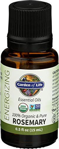 Garden of Life Essential Oil, Rosemary 0.5 fl oz (15 mL), 100% USDA Organic & Pure, Undiluted & Non-GMO - for Diffuser, Aromatherapy, Meditation - Energizing, Stimulating, Refreshing, Clarifying
