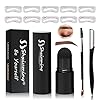 Shxiuminy 13PCS Eyebrow Stamp Stencil Kit, Brow Definer Powder Stamp Professional Eyebrow Powder Stamp Makeup Eyebrow Definer 10 Styles Stencil 1 Eyebrow Pen Brushes 1Eyebrow Trimmer (A)