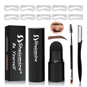 Shxiuminy-13PCS-Eyebrow-Stamp-Stencil-Kit-Brow-Definer-Powder-Stamp-Professional-Eyebrow-Powder-Stamp-Makeup-Eyebrow-Definer-10-Styles-Stencil-1-Eyebrow-Pen-Brushes-1Eyebrow-Trimmer Shxiuminy 13PCS Eyebrow Stamp Stencil Kit, Brow Definer Powder Stamp Professional Eyebrow Powder Stamp Makeup Eyebrow Definer 10 Styles Stencil 1 Eyebrow Pen Brushes 1Eyebrow Trimmer (A)