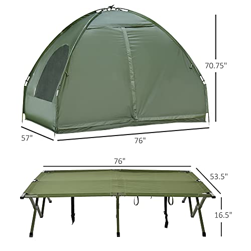 Outsunny 2 Person Foldable Camping Cot, Portable Outdoor With Bedspread & Thick Air Mattress, All In One Elevated Camping Bed Tent For 2 #TOP2