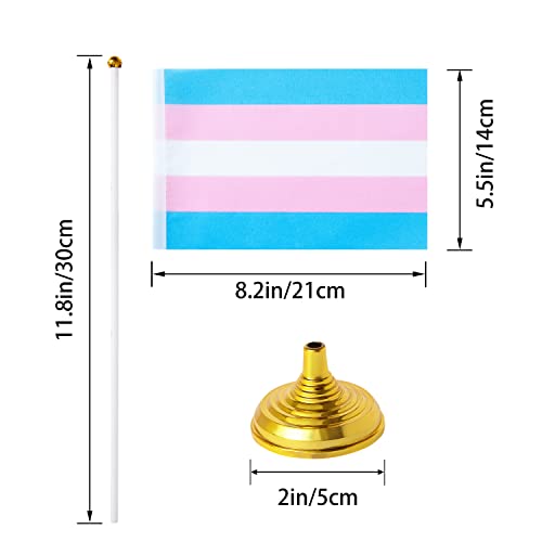 Fwiw 12 Pack Rainbow Pride Flag Pride Transgender Trans Rainbow Desk Flag Small Mini Gay Lgbt Office Table Flags With Stand Base,Rainbow Mardi Gras Themed Party Decorations #TOP2