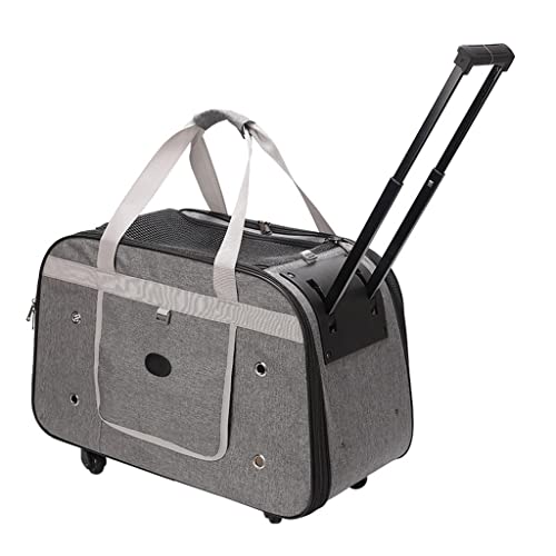Sac portable de transport pour animaux de compagnie chat et chien avec roulettes silencieuses
